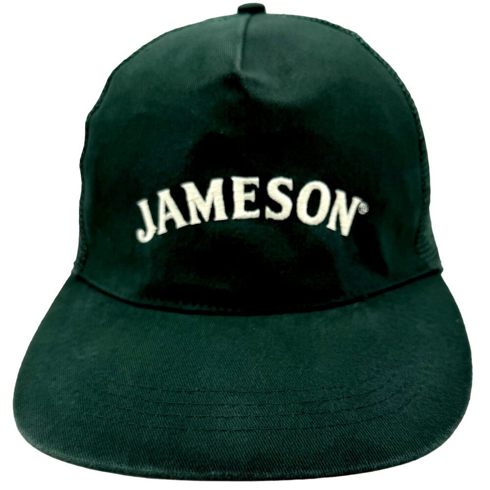 Jameson Logo Snapback Trucker Hat –Emerald Green Mesh Adjustable Cap Minimalist